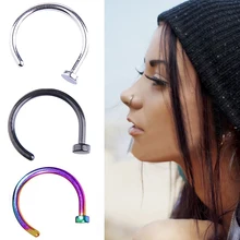 5 шт./лот открытый Нос Обруч нержавеющая сталь Нос Кольца Гвоздики, пирсинг тела ювелирные изделия серебро черный ювелирные изделия для тела дешево Прямая поставка