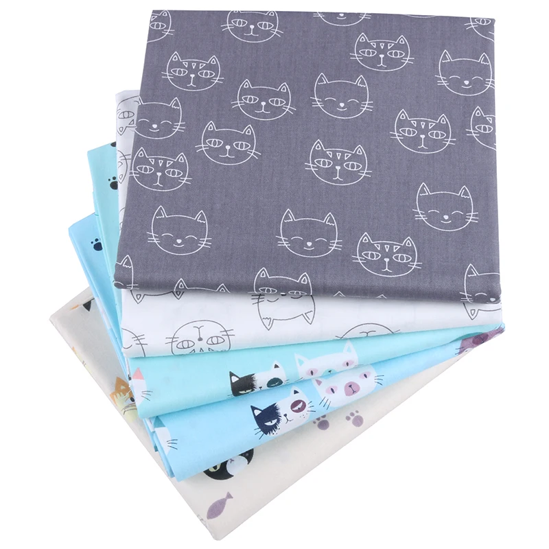 

Nanchuang 5Pcs/Lot Cat Series Twill Cotton Fabric DIY Handmade Hometextile Patchwork Cloth For Dress Curtain Patch Material