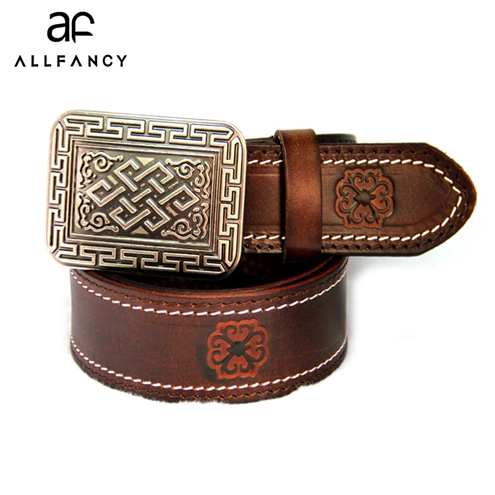

Woman's belt first layer of cow leather vintage embossed belt Men's leather belts Top cow genuine leather male cowboy belt