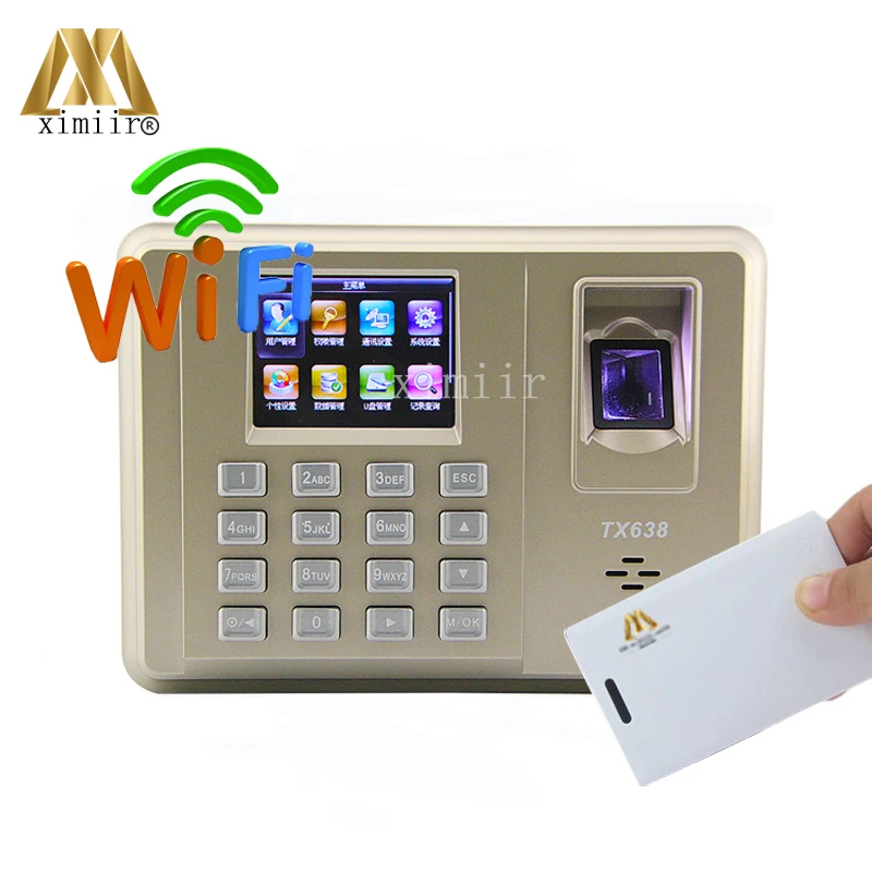 

Biometric 2.8 inch touch screen TX638 fingerprint IC card time attendance system with WIFI TCP/IP communication linux system