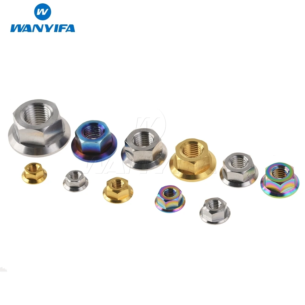 

Wanyifa Titanium M5 M6 M8 Flange Nut Rainbow Blue Gold Color for Bicycle Brake