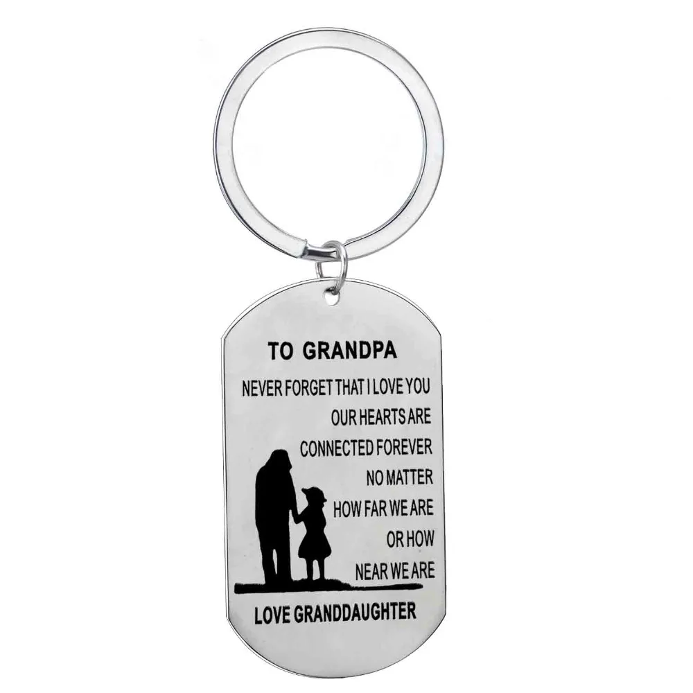 To Grandpa Love Granddaughter Stainless Steel Keyring Birthday Gift For
