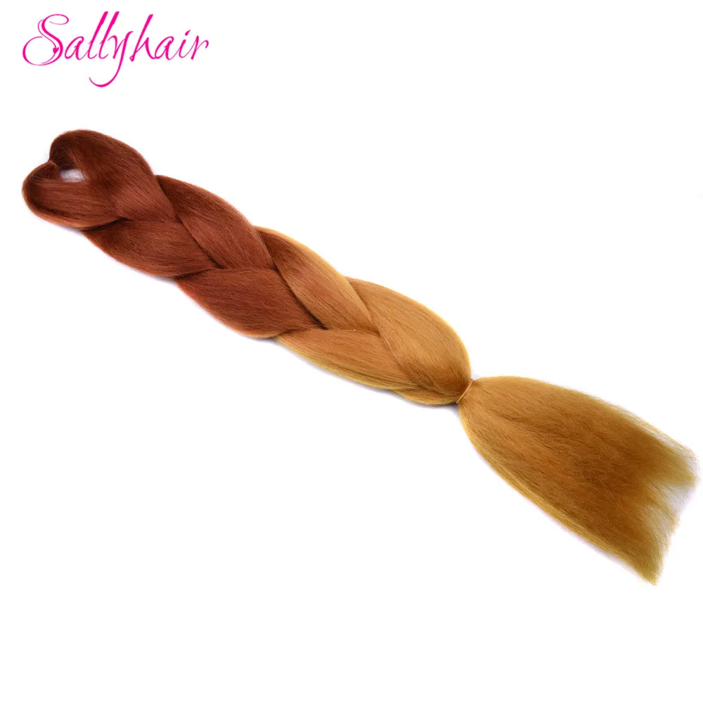 Jumbo косы ombre плетение волос 2 3 тон чёрный; коричневый розовый цвет sallyhair 24 дюйма высокой Температура Волокно Синтетические волосы расширение - Цвет: #144