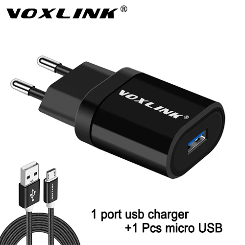 VOXLINK 5V 2.1A Dual USB универсальный Портативный дорожное настенное зарядное Зарядное устройство для iPhone X/8/7 Plus/6s плюс iPad Pro/Air samsung Galaxy Xiaomi - Тип штекера: with micro cable