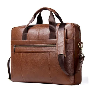 

Top Quality Genuine Leather Men Laptop Briefcase For 17 Inch Computer Men's Crossbody Bags Large Capacity Business Shoulder Bag