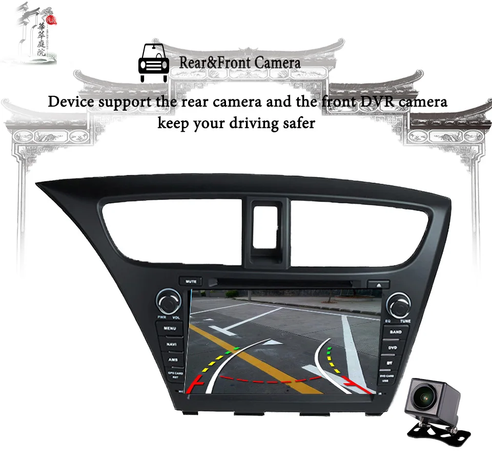 8 дюймов Android 8,1 автомобильный Радио DVD gps Мультимедиа Стерео для Honda Civic хэтчбек 2013 Автоматическая навигация кассетный плеер