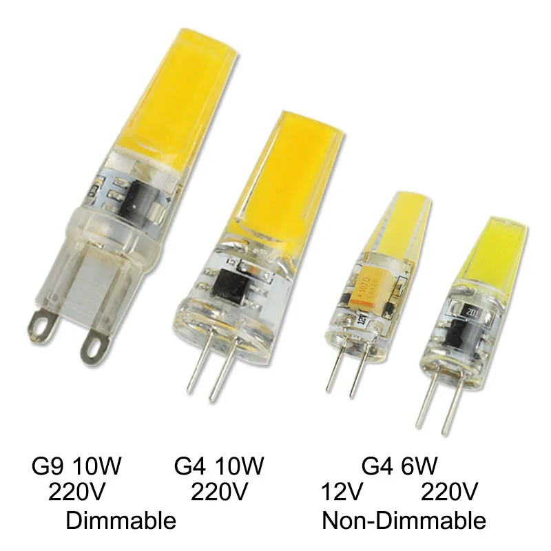 [DS] 10pcs Dimmable COB G4 G9 Bulb LED 6W 10W AC 220V DC 12V LED Lamp Crystal LED Light Lampadine Lampara Ampoule LED Bulb G4