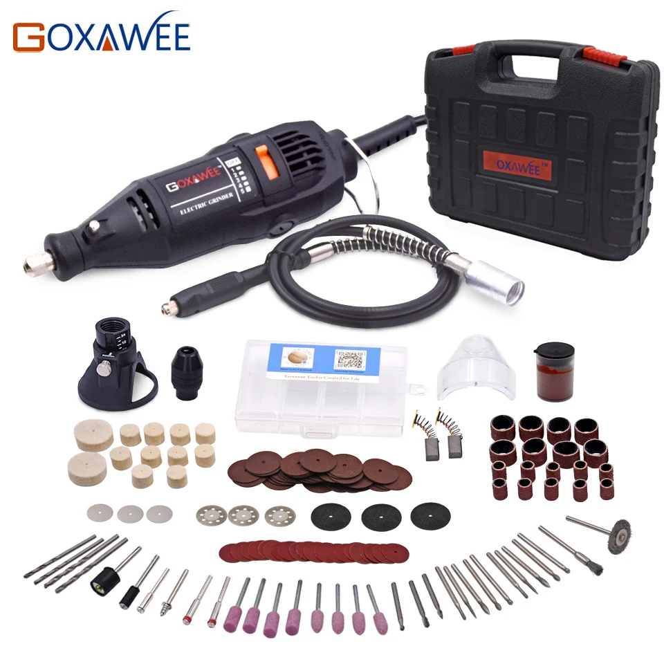 GOXAWEE 220V Power Tools Electric Mini Drill with 0.3-3.2mm Univrersal Chuck & Shiled Rotary Tools For Dremel Drill 3000 4000