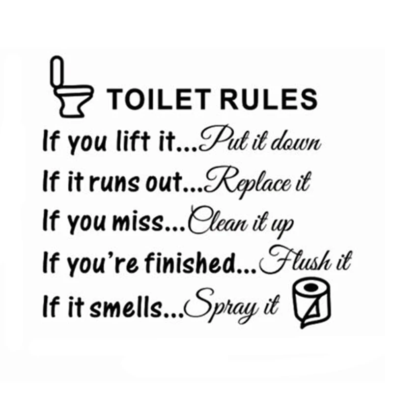 

1PC Classic Toilet Rules Bathroom Removable Wall Sticker PVC Art Decals DIY Home Decor 25*29CM for wholesale Drop Shipping