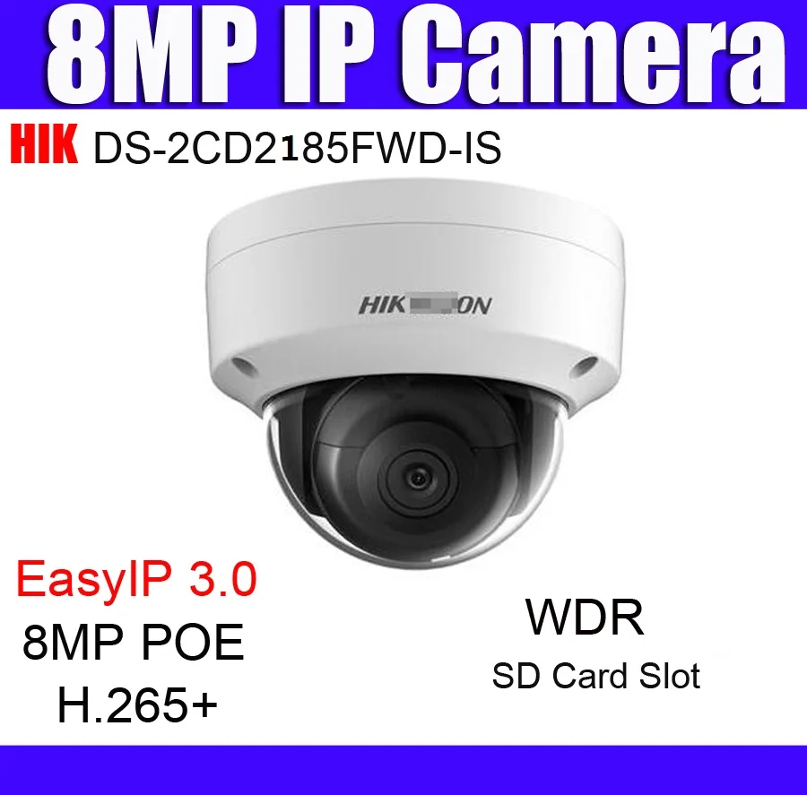 Overseas version HIK DS-2CD2185FWD-IS 8MP Network mini dome security CCTV Camera POE EZVIZ IR H.265+ 8 mp wdr IP camera