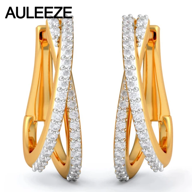 Diamond Earrings Genuine 14k Solid Yellow Gold Beautiful Hoop Diamond Earrings Genuine 14k Solid Yellow Gold Beautiful Hoop 100 Natural Real