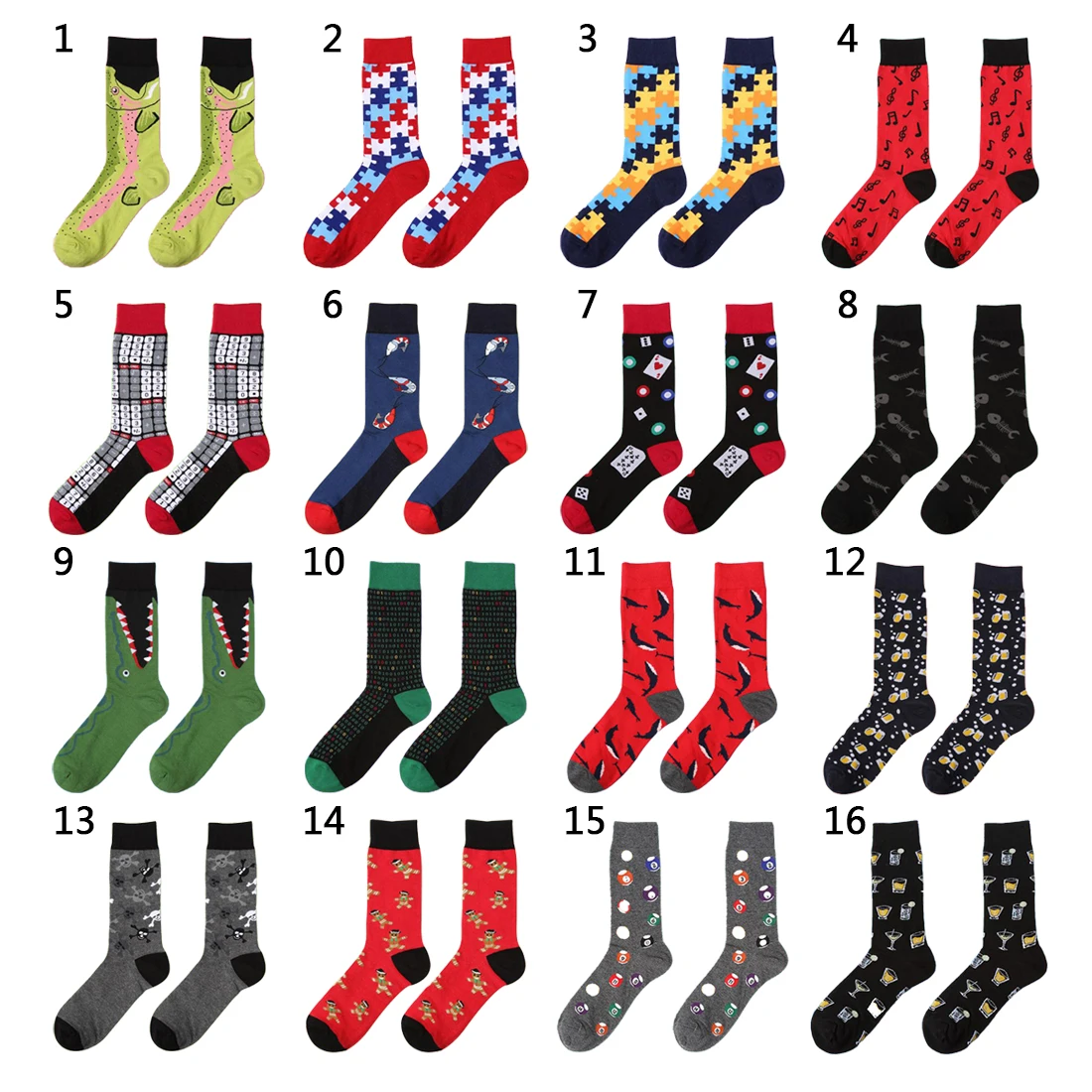 

39-44 Socks Unisex Women Men's Novelty Socks Combed Cotton Christmas Gift Chausettes Homme Animal Puzzle Design Funny Socks