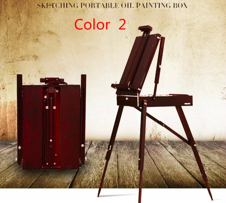 Pintura de Cavalete de Madeira Caixa de Caixa de Pintura a Óleo Especial para Artistas Clássica Esboço Conveniente Portátil Preto - Vermelho Escuro 6 wood painting easel