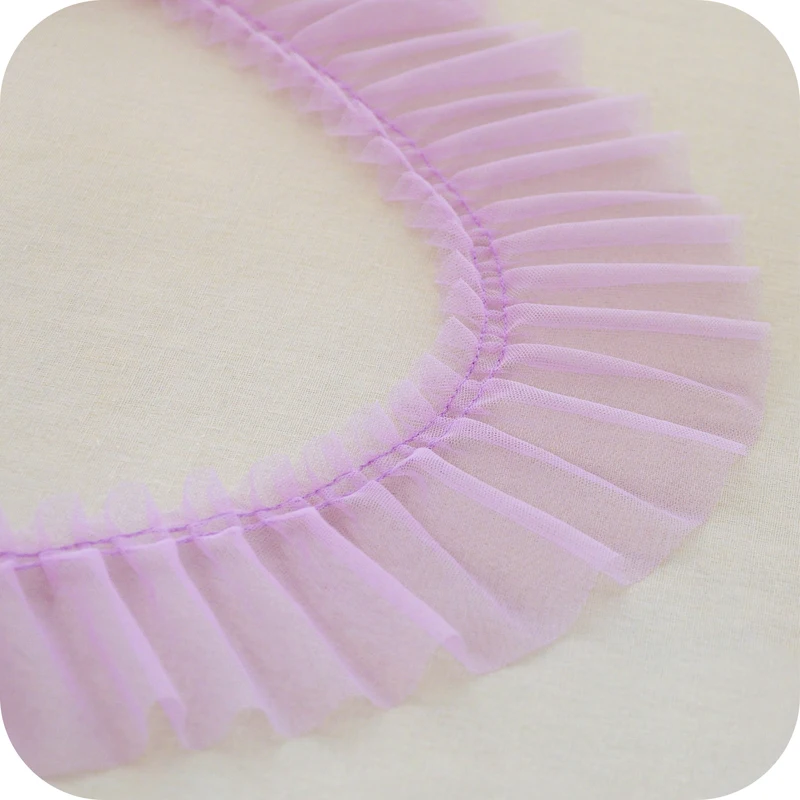 Light Purple Широкая 10 см Роскошная плиссированная шифоновая кружевная лента в сложенном виде для шитья Кружевная аппликация из гипюра DIY юбка платья с бахромой - Цвет: Light Purple