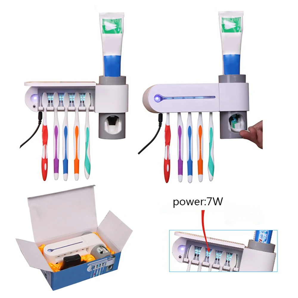 Антибактериальный Ультрафиолетовый Стерилизатор зубных щеток, автоматический диспенсер для зубной пасты, держатель зубной щетки, очиститель для гигиены полости рта