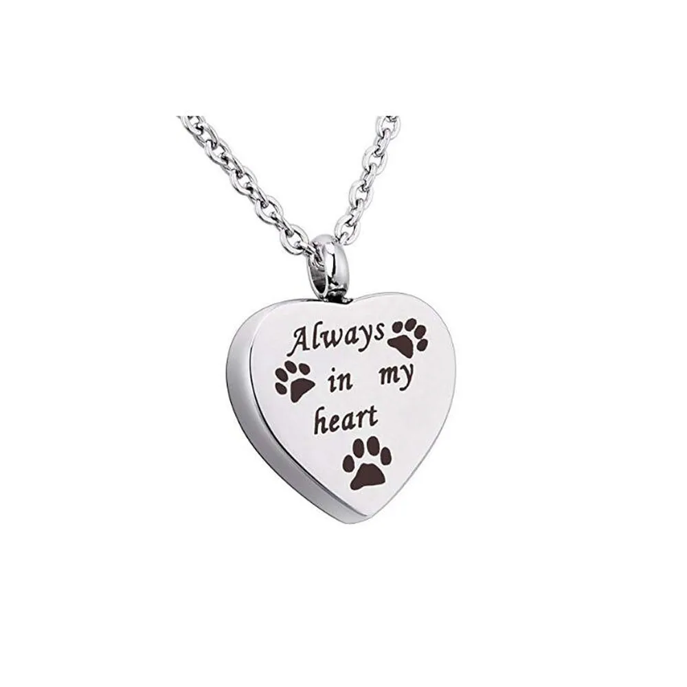 Always In My Heart Pet Paw ожерелье с кремационной урной собачкой пепельница ювелирные изделия памятный Сувенир Кулон