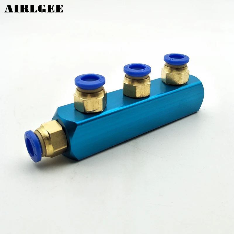 A Kit 30x30mm 2-10 Way Pneumatic Air Manifold Splitter With Push Fit Coupler 