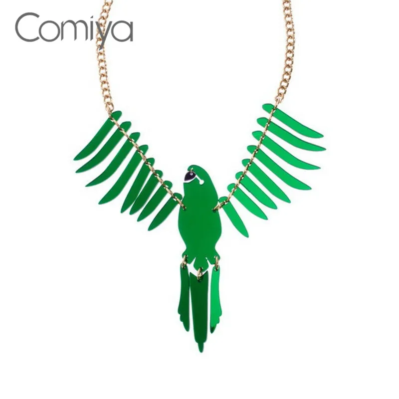 Comiya, индивидуальное ожерелье для женщин, акриловые, зеленого цвета, рисунок птицы, большое ожерелье с подвеской, s AliExpress, модные аксессуары