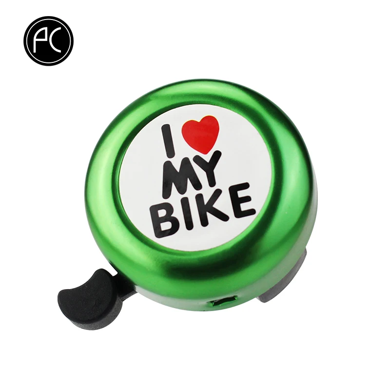 PCycling велосипедный Звонок I Love My Bike Печатный чистый звук алюминиевый сплав MTB дорожный сигнализация для велосипеда Предупреждение мини кольцо колокольчик для детей - Цвет: GREEN