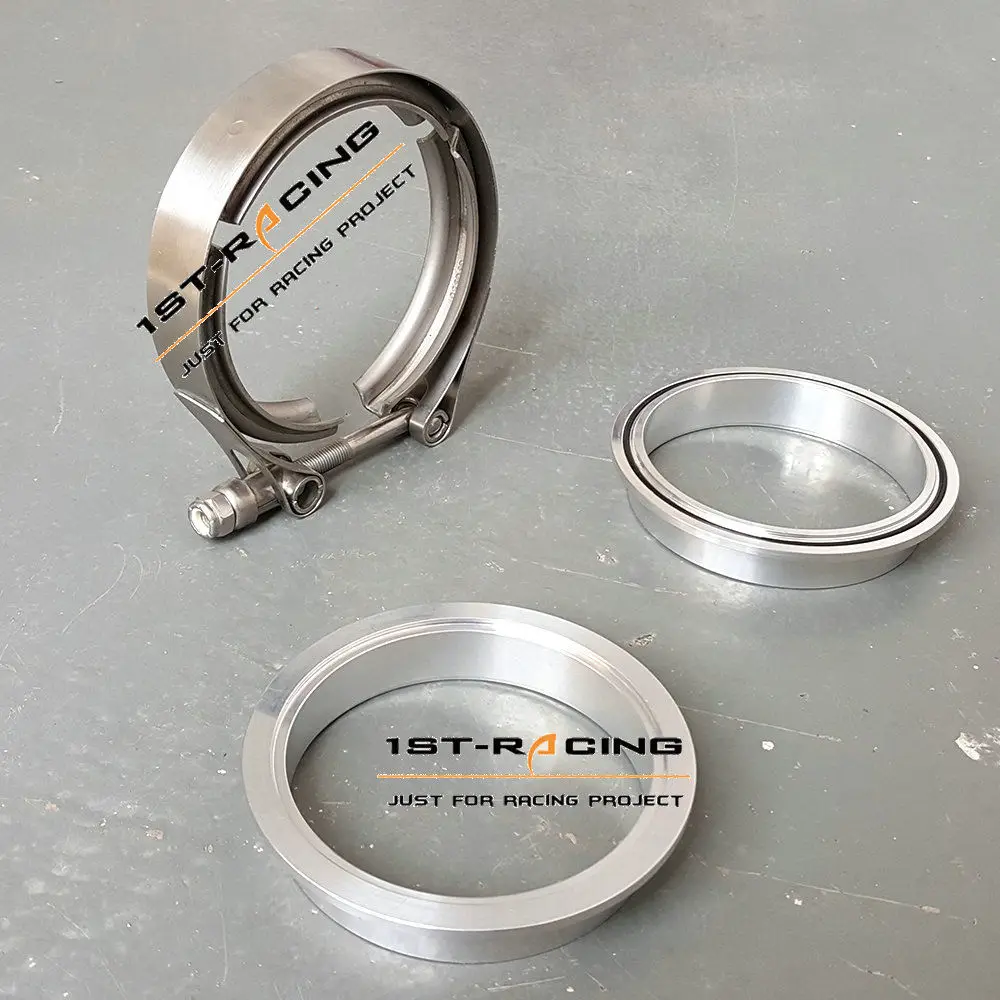 Ispeedytech ID 3.5 89mm Aluminum Flange O Ring SS Clamp Intake Intercooler V Band Clamp Kit 
