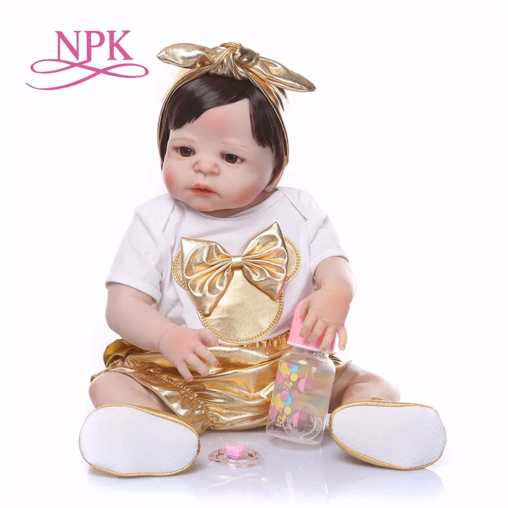 NPK Новое поступление 55 см Силиконовая полноразмерная Кукла Реборн настоящая