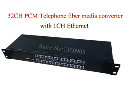 

32 Channel PCM Voice Telephone fiber optical media converter + 1CH Ethernet 1U Rack mount -FC, Single mode 20KM 1 pair