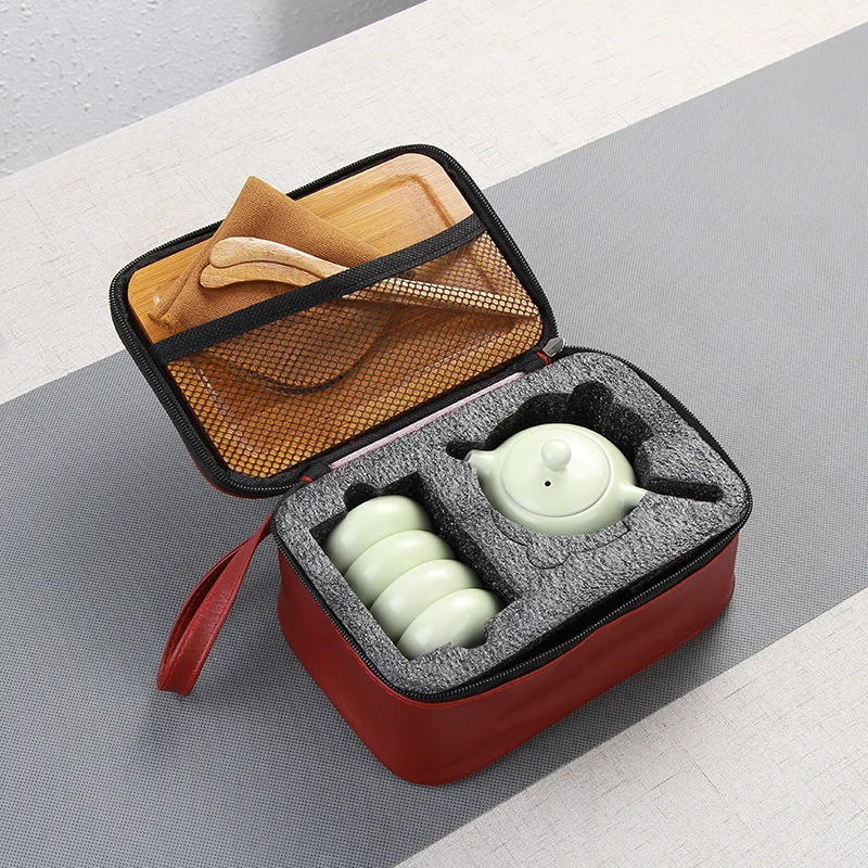 

Tea Set with Bag Portable Ceramic Teaware Teapot Kettle Gaiwan Tea Cup Chinese Tea Pot Drinkware Travel Convenience