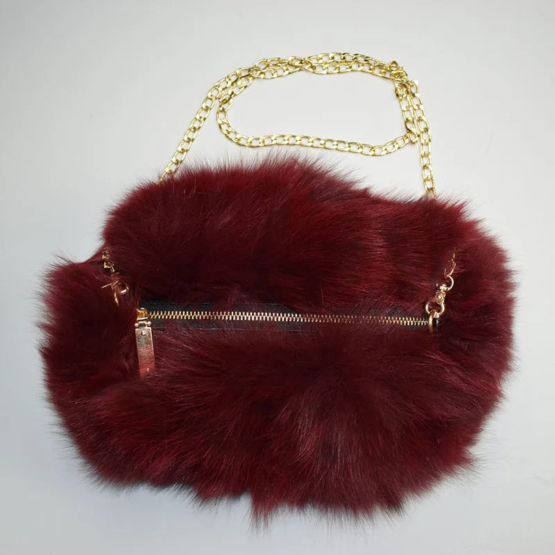 fox fur handmuff wine red 1