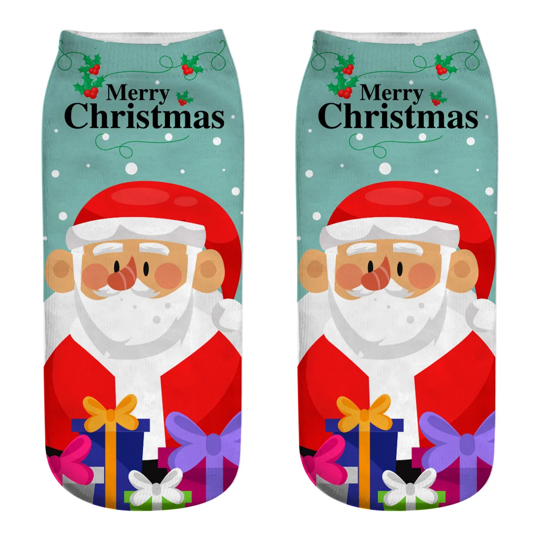 Новое поступление, Брендовые женские рождественские носки из хлопка с 3D-принтом Санта-Клауса, средние Чулочные изделия, новинка, дамские