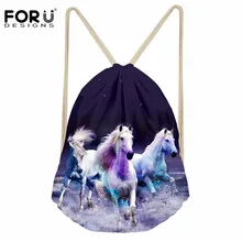 FORUDESIGNS/фирменный дизайн, 3D принт с животными Crazy Horse, сумки на шнурке для мужчин и женщин, сумка для спортзала, большой рюкзак на шнурках, школьная сумка