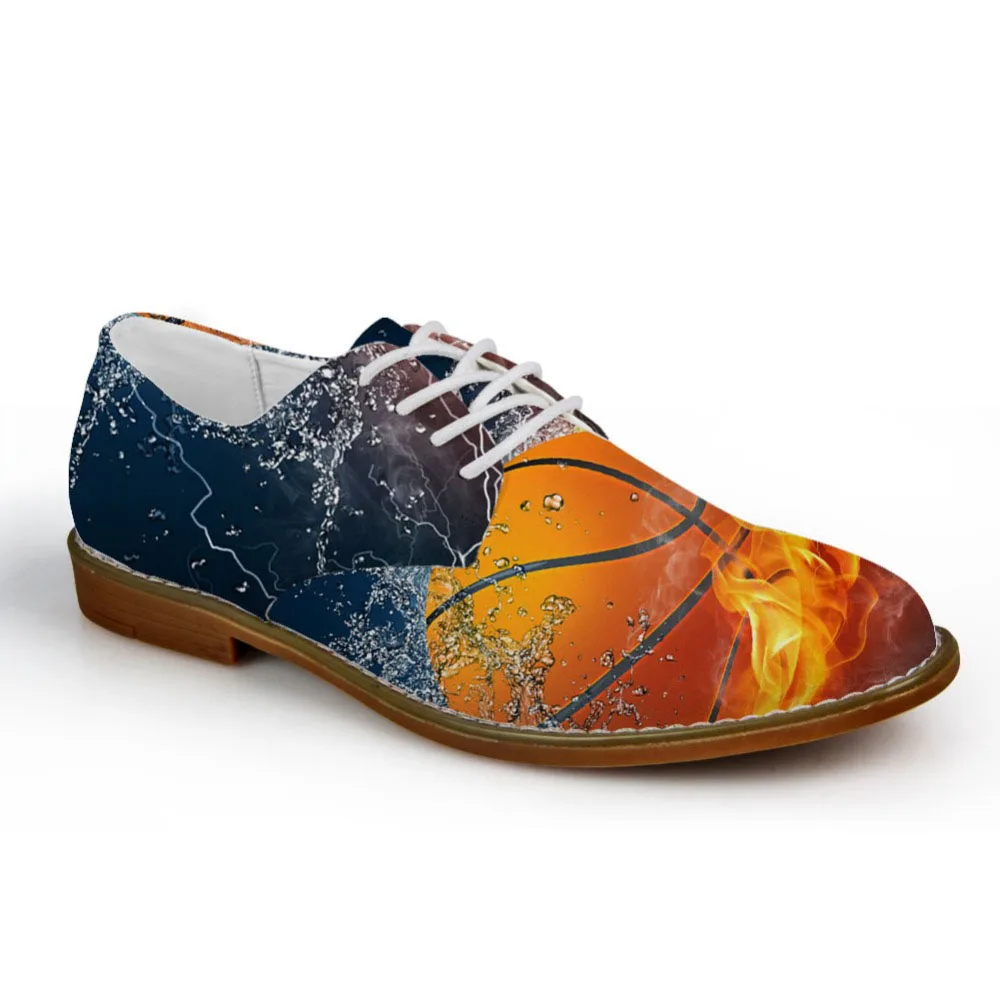 

Customized 3D Fire Basket Ball Print Men's Oxfords Shoes Men Autumn Cool Fashion Synthetic Leather Oxford Shoes for Student Boy