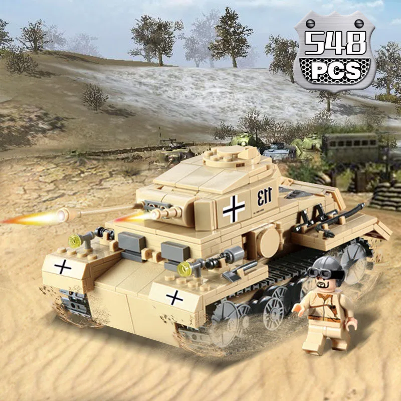 

Century Military WW2 German Panzer 3 Tank AUSF L Primary Battle Tank 3D Scale Model Building Block Toy Set Kazi KY82008