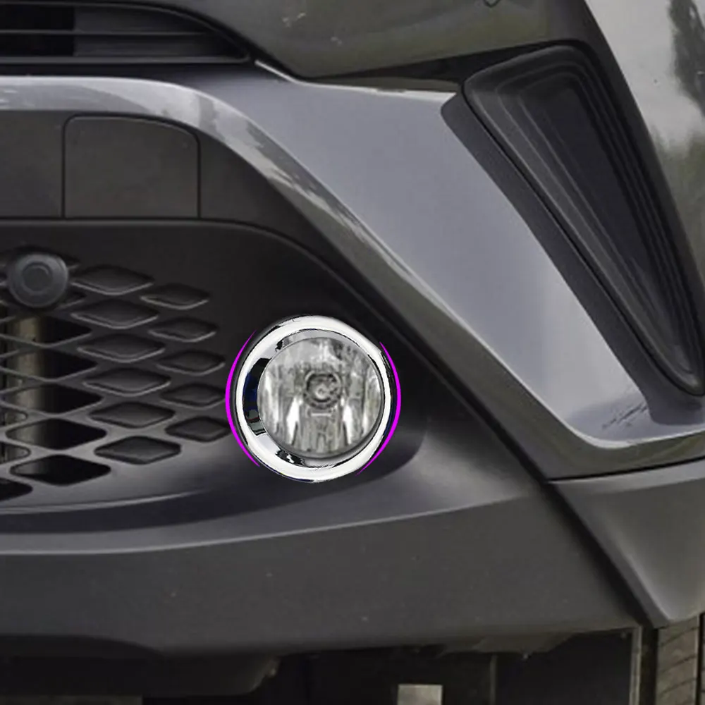 Zlord 2 unids/set luz antiniebla delantera del coche cubierta del anillo de la lámpara para Toyota C-HR CHR 2016 2017 piezas exteriores de la lámpara campanas