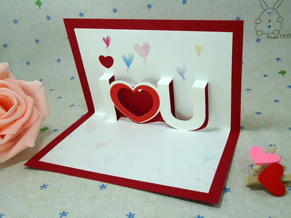 

3D I Love You Festival Valentine Cards Pop Up Heart Love Greeting Cards