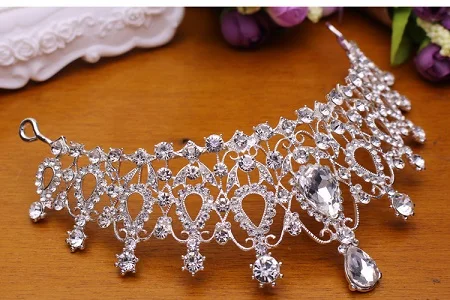 Classic White Water drop Bridal NecklaceEarrings 3 Crystal Women Wedding jewelry set  (13)