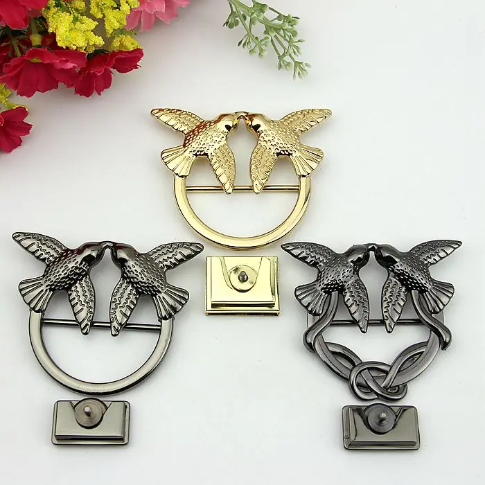 

Bag Metal Accessories Two birds adornment Lock Buckle ornament DIY sewing Patchwork Bag 2set/lot Gold black