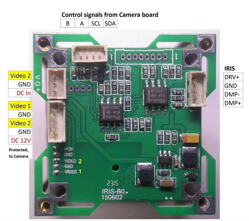

IRIS LENs driven board specially made for AHD camera boards