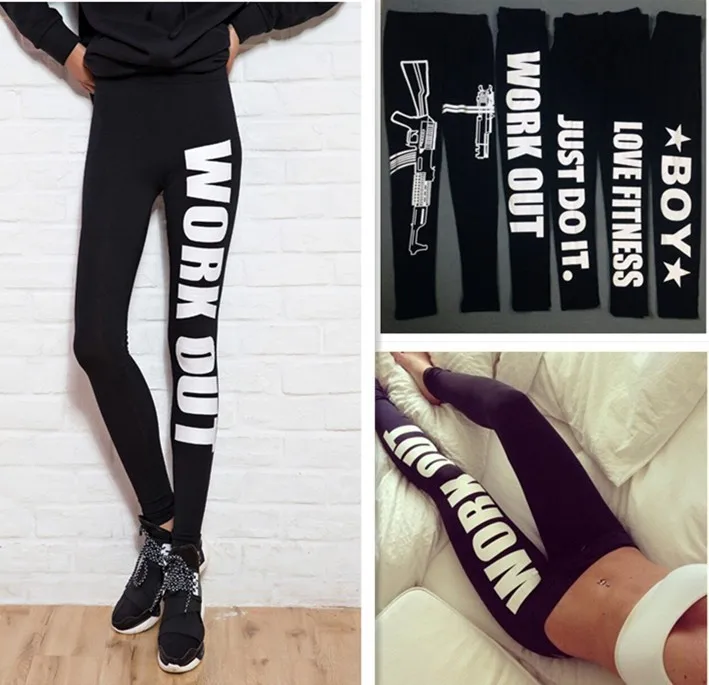 Women Leggings Hot Sports Legging Black Casual Sexy Leggings Pants Work Out Just Do It Trousers
