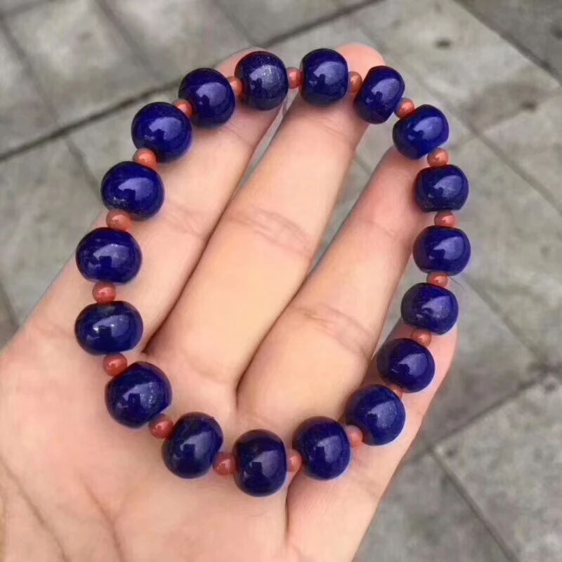 

100% Top Quality Natural Royal Blue Lapis Lazuli Gemstone Crystal Stretch Round Bead Bracelet AAAAA Drop Shipping 10x8mm