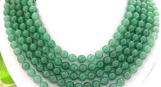 

huij 0033131 Long 100" 8mm nature round bright green jade necklace