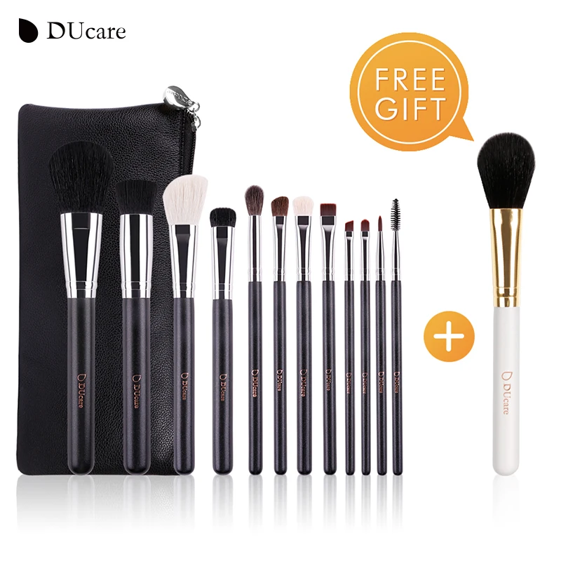 DUcare 12 PCS Makeup Brushes Set Natural Bristles Powder Foundation