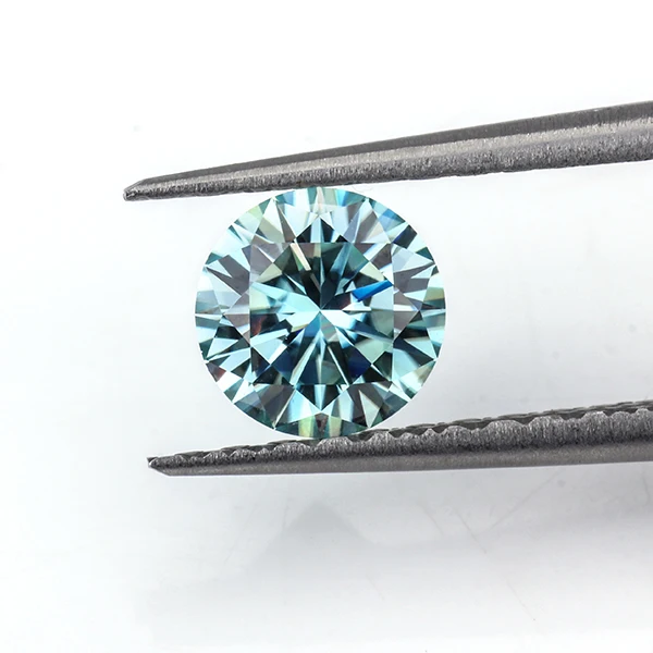Loose moissanites stone 6.5mm round 8 hearts&8 arrows cut 1ct Moissanites gemstones synthetik diamonds stone Blue color Loose moissanites stone 6.5mm round 8 hearts&8 arrows cut 1ct Moissanites gemstones synthetik diamonds stone Blue color