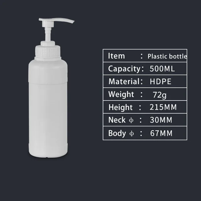 250 мл/500 мл/1 л/2 л/3 л пустая пластиковая бутылка с насосом для ванны шампунь жидкий лосьон контейнер для ванной комнаты oragnization - Цвет: 500ml white
