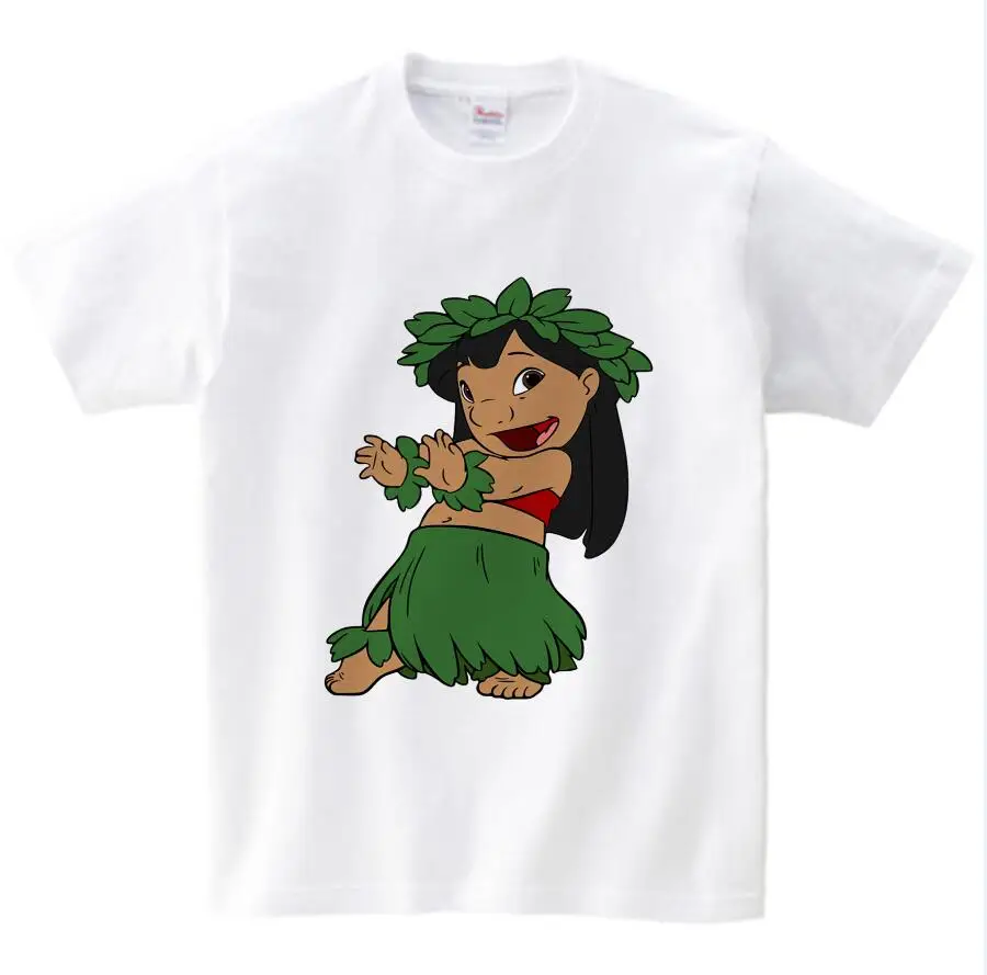 Lilo& Stitch/детская футболка г. летние топы, футболка детская футболка Милая футболка с рисунком для мальчиков и девочек повседневные футболки для малышей, От 2 до 13 лет NN - Цвет: White childreT-shirt