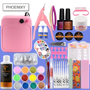 

UV Gel Nail Set 36W UV Lamp For Glitter Powder False Files Nail Brushes UV Gel primer Top Gel Nail Art Tool UV Gel Manicure Set