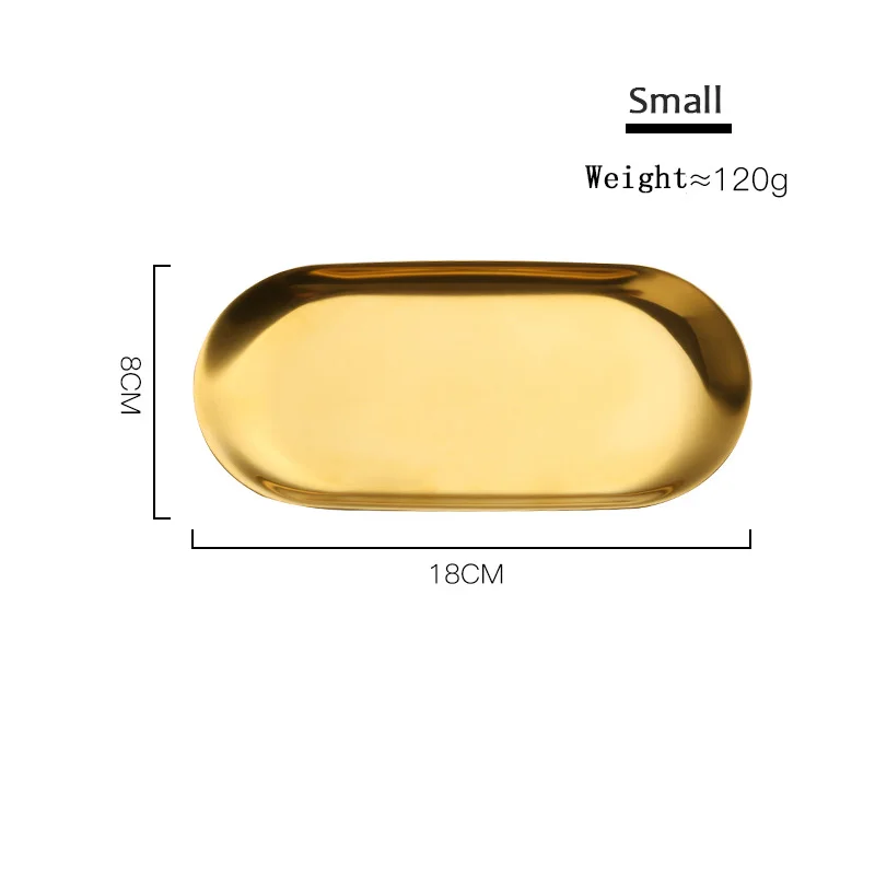 2x металлический поднос для хранения из розового золота Ins роскошный латунный серебряный поднос десертная Фруктовая тарелка для демонстрации ювелирных изделий поднос для домашнего декора - Цвет: 2pcs L-Gold