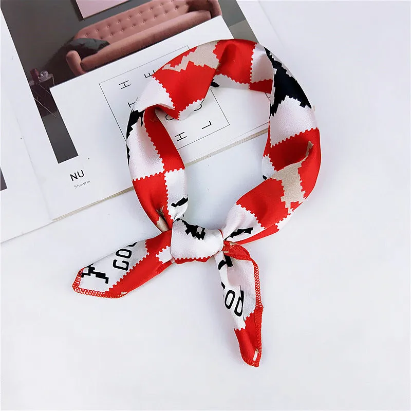 Женские квадратные шарфы для женщин из хлопка и шелка, леопардовой расцветки, в горошек, с геометрическим рисунком повязка с принтом красный, белый бандана Для женщин платок волос повязка-шарф - Цвет: MMFJ5013-32