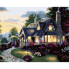 Безрамная картина с домом DIY картина цифровая акриловая Рисование цифровая семейная Настенная картина уникальный подарок 40x50 см произведение искусства