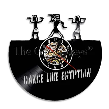 

1Piece Vinyl Record Clock Egyptian Dancing Clock Gift For Dancer Lover with LED Backlight Vintage Design Illuminated