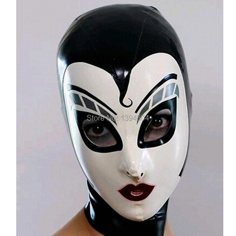 

New women female Handmade drama Customized Latex Cosplay maid Hoods spliced nurse Fetish Mask Heroine mask Headgear